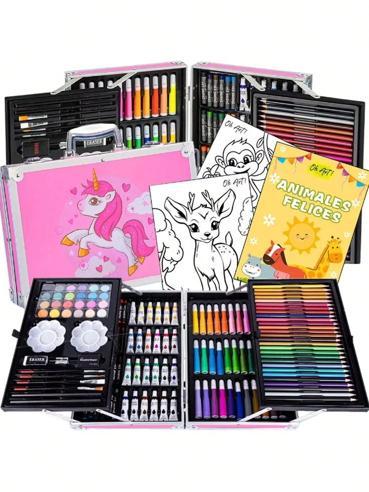 مجموعة رسم 145 قطعة مع مجموعة فنية احترافية قابلة للطي من الألومنيوم