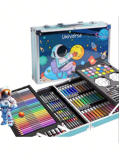 مجموعة رسم 145 قطعة مع مجموعة فنية احترافية قابلة للطي من الألومنيوم