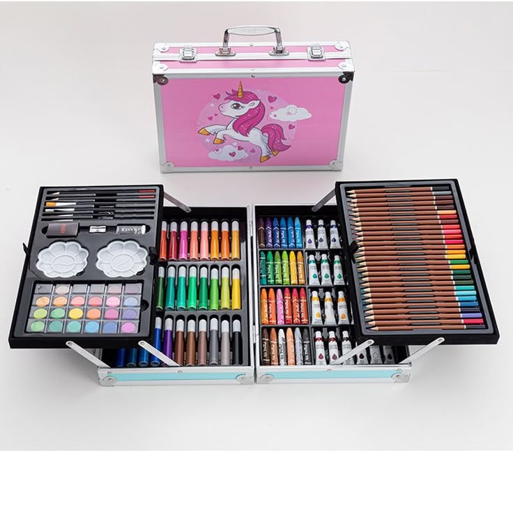 مجموعة رسم 145 قطعة مع مجموعة فنية احترافية قابلة للطي من الألومنيوم